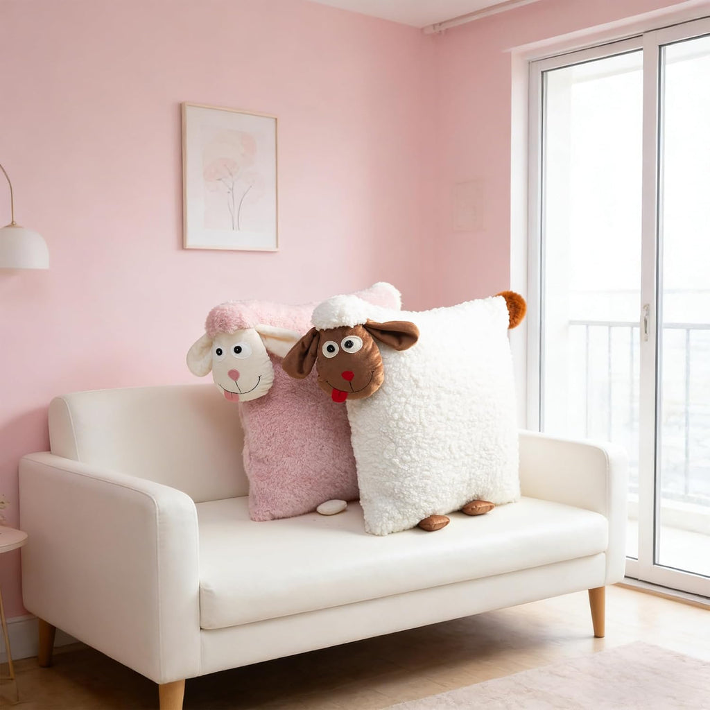 Faux Fur 3D Sheep Throw Pillow Cover