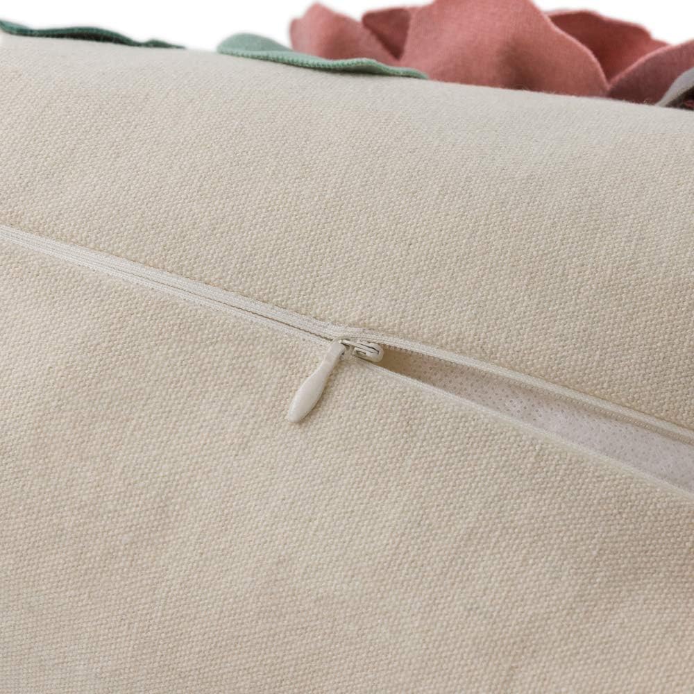 VG|pink|Decorative 3D Flower Throw Pillow Cover Handmade Floral Accent Cushion Case for Living Room Sofa Couch Chair Gray