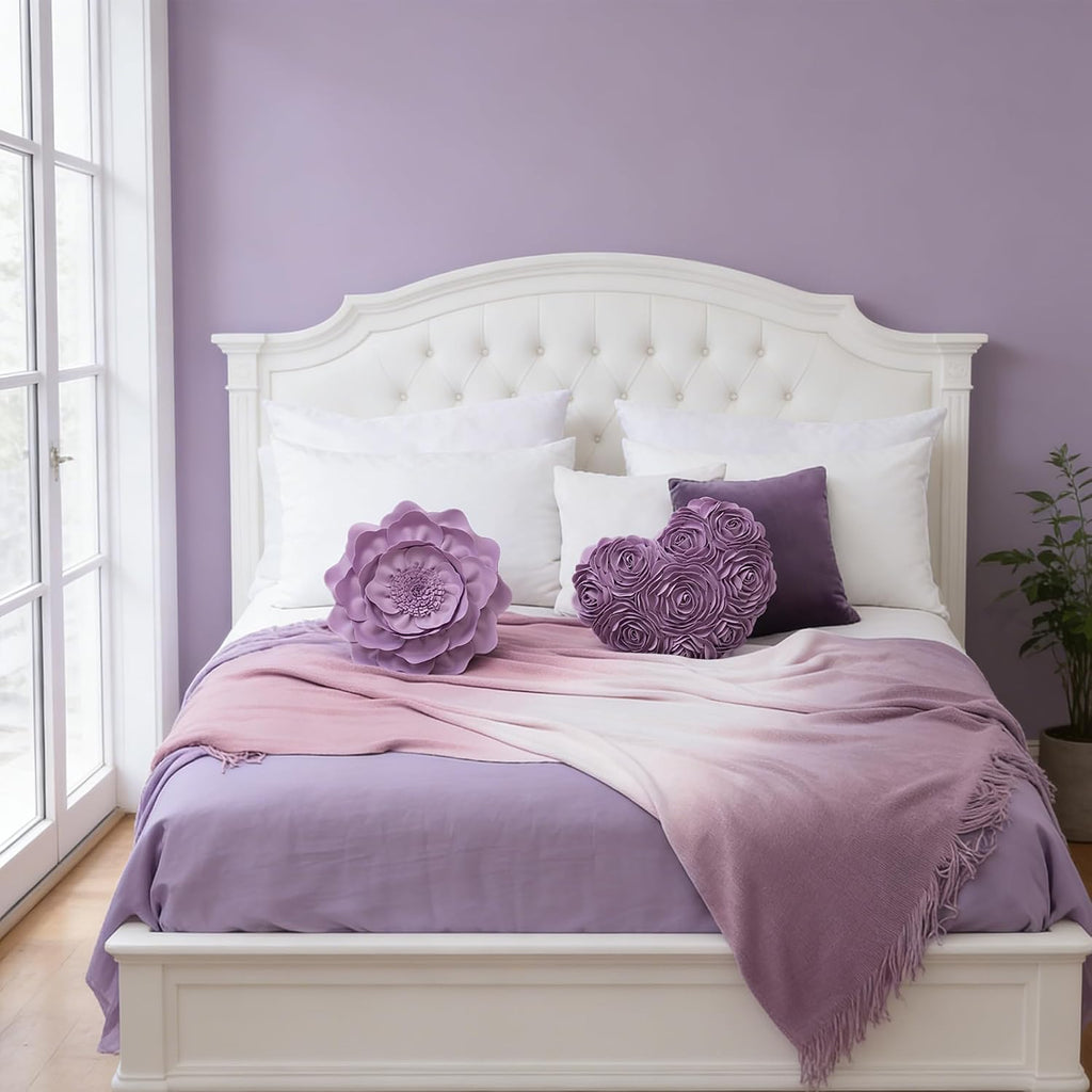 VG|purple-lilac|Heart Flower Throw Pillow Covers