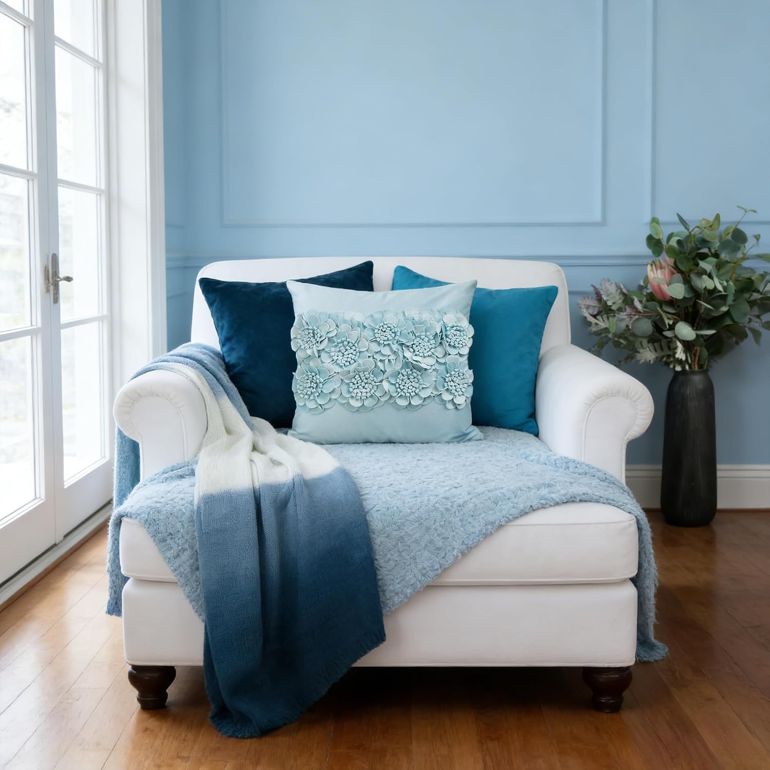 Handmade 3D Flower Throw Pillow Cover