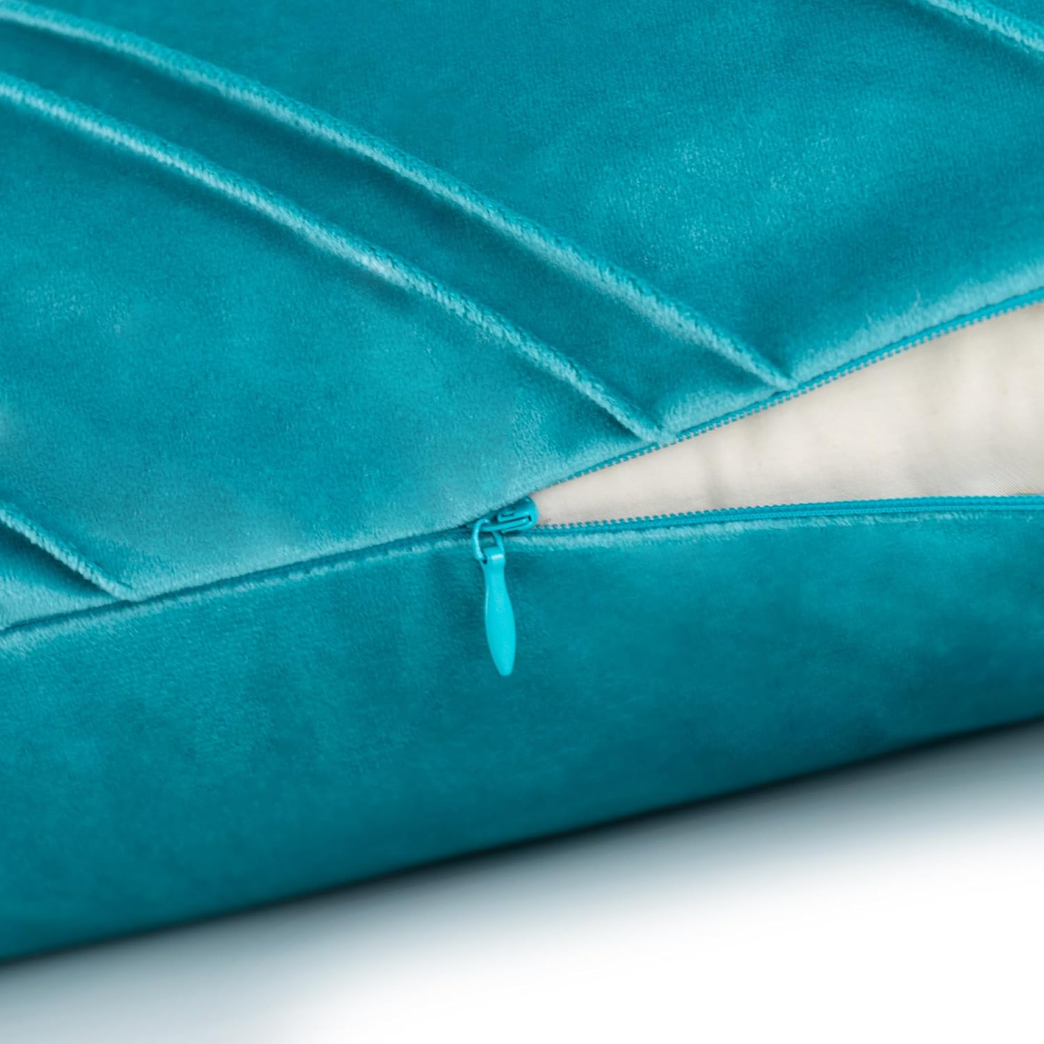 VG|teal|Soft Velvet Decorative Throw Pillow Cover Square Diagonal Stripes Design Pillowcase