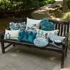 VG|teal-blue-gray-plaid-birds-on-branch|Cute Birds Throw Pillow Cover Lumbar Accent Cushion Embroidered Pillowcase for Home Sofa Bed Living Room Dark Blue Orange Beige