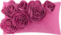 VG|hot-pink|3D Flower Throw Pillow Cover Handmade Floral Soft Velvet Lumbar Cushion for Bed Living Room Chair Couch Decor Gold