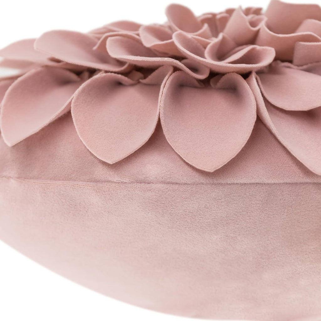 VG|rose-gold-pink|3D Flower Throw Pillow Cover Decorative Round Cushion Floral Accent Pillowcase for Bedroom Living Room Bed Couch Pink Velvet