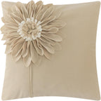 VG|camel|Decorative Flower Throw Pillow Cover 3D Sunflower Pillow Case Velvet Cushion Floral Pillowcase for Bed Living Room Couch Chair