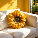 VG|mustard-yellow|3D Flower Throw Pillow Cover Decorative Round Daisy Shaped Cushion Floral Pillowcase for Bed Sofa Couch Living Room