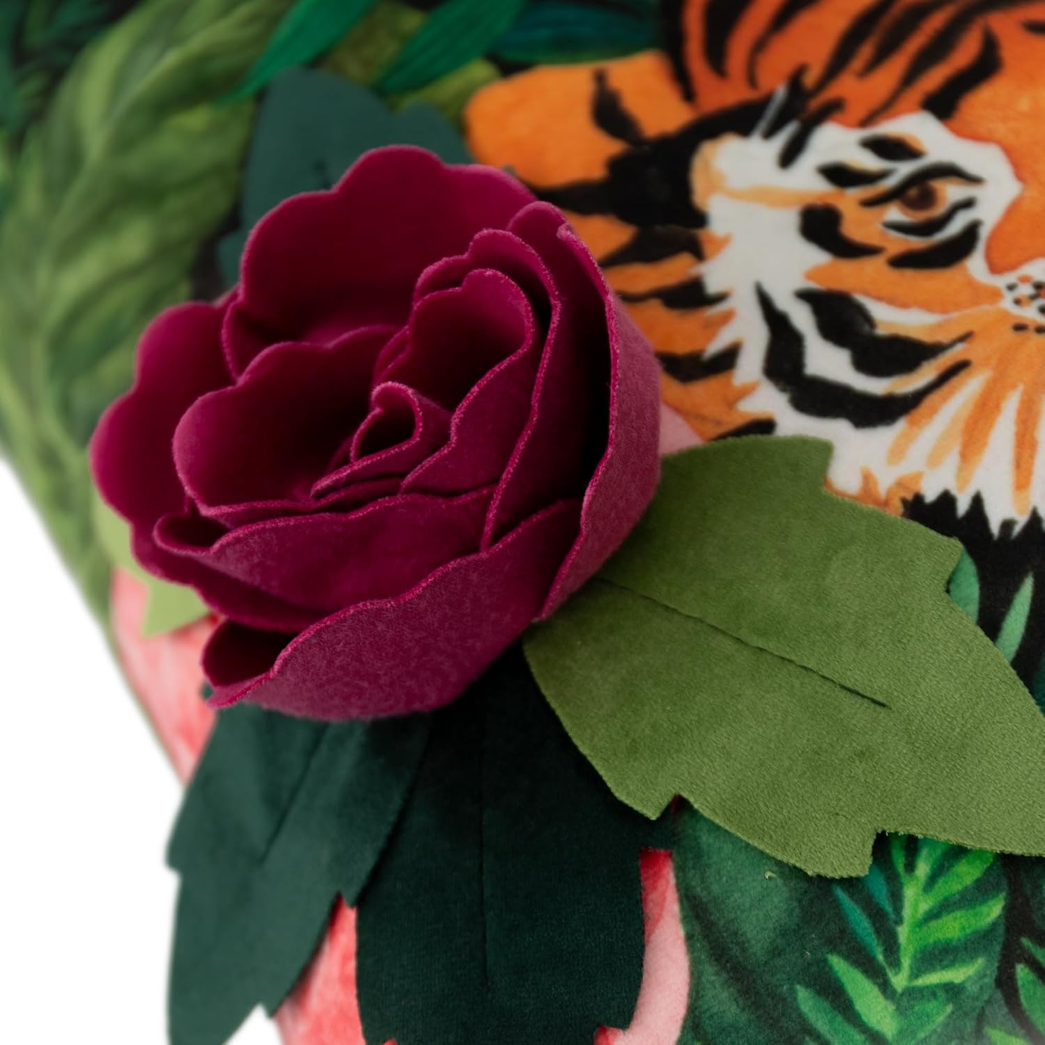 Tiger Throw Pillow Covers, Green Burgundy