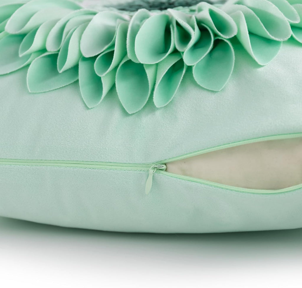 VG|green-mint-green|3D Sunflowers Throw Pillow Cover Wine Red