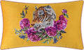 Yellow Tiger Pillow Covers Decorative Flower Embroidered Throw Pillow Colorful Accent Pillow Case Velvet Cushion Luxury Pillowcase for Bed Couch Bedroom Office Decor - Default Title