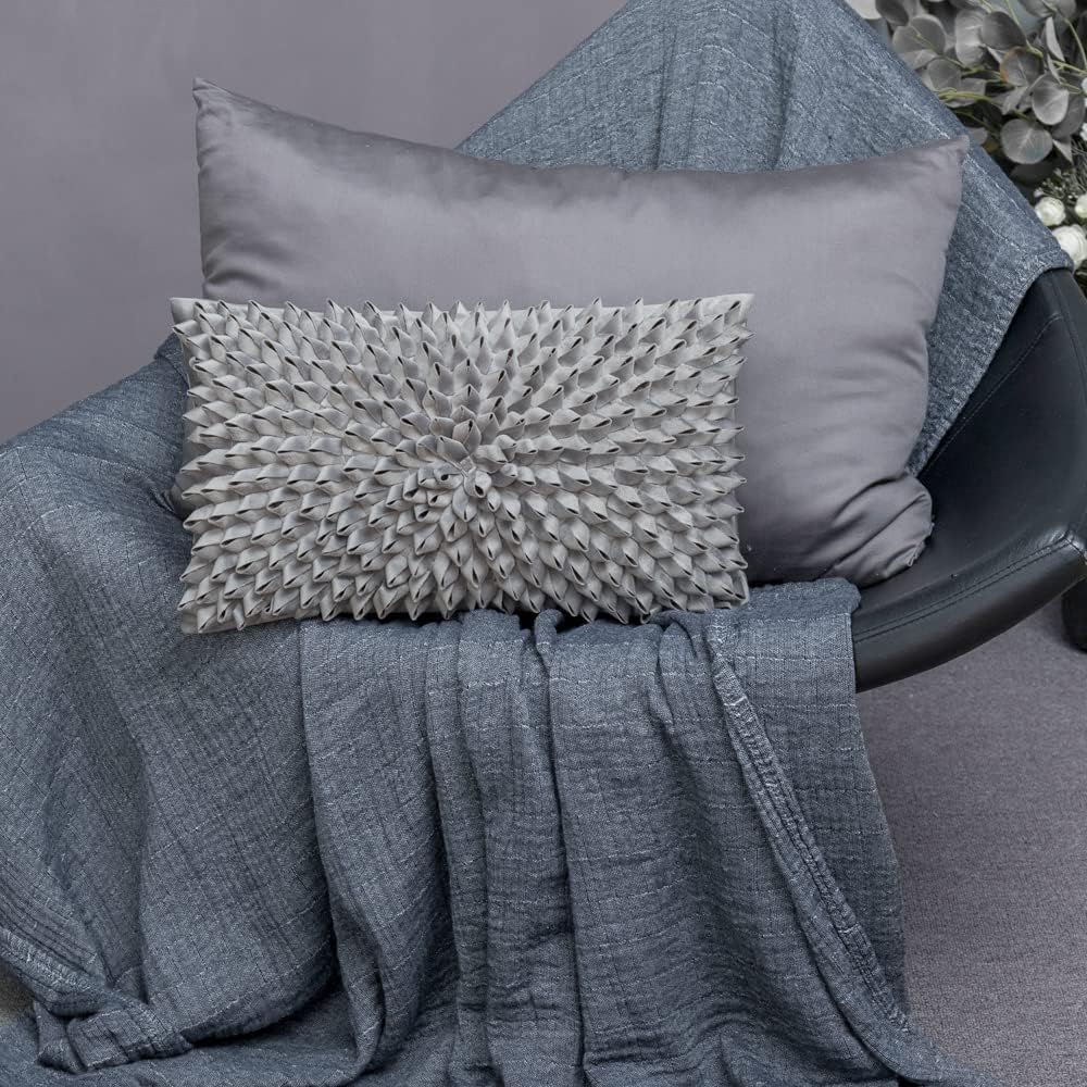 VG|a1-lght-grey-velvet|3D Flower Throw Pillow Cover, Velvet, Light Grey