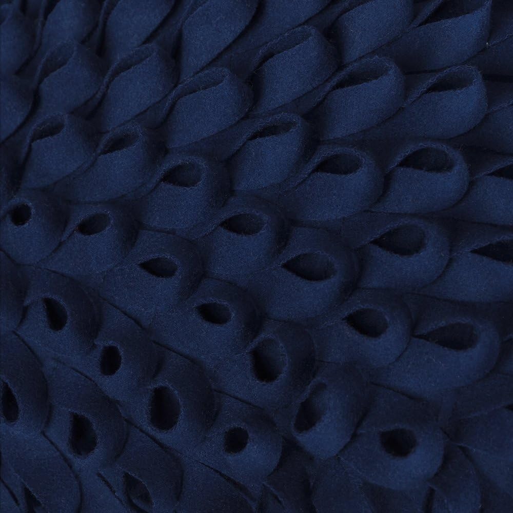 VG|navy-blue-wool|3D Flower Throw Pillow Cover, Velvet, Light Grey