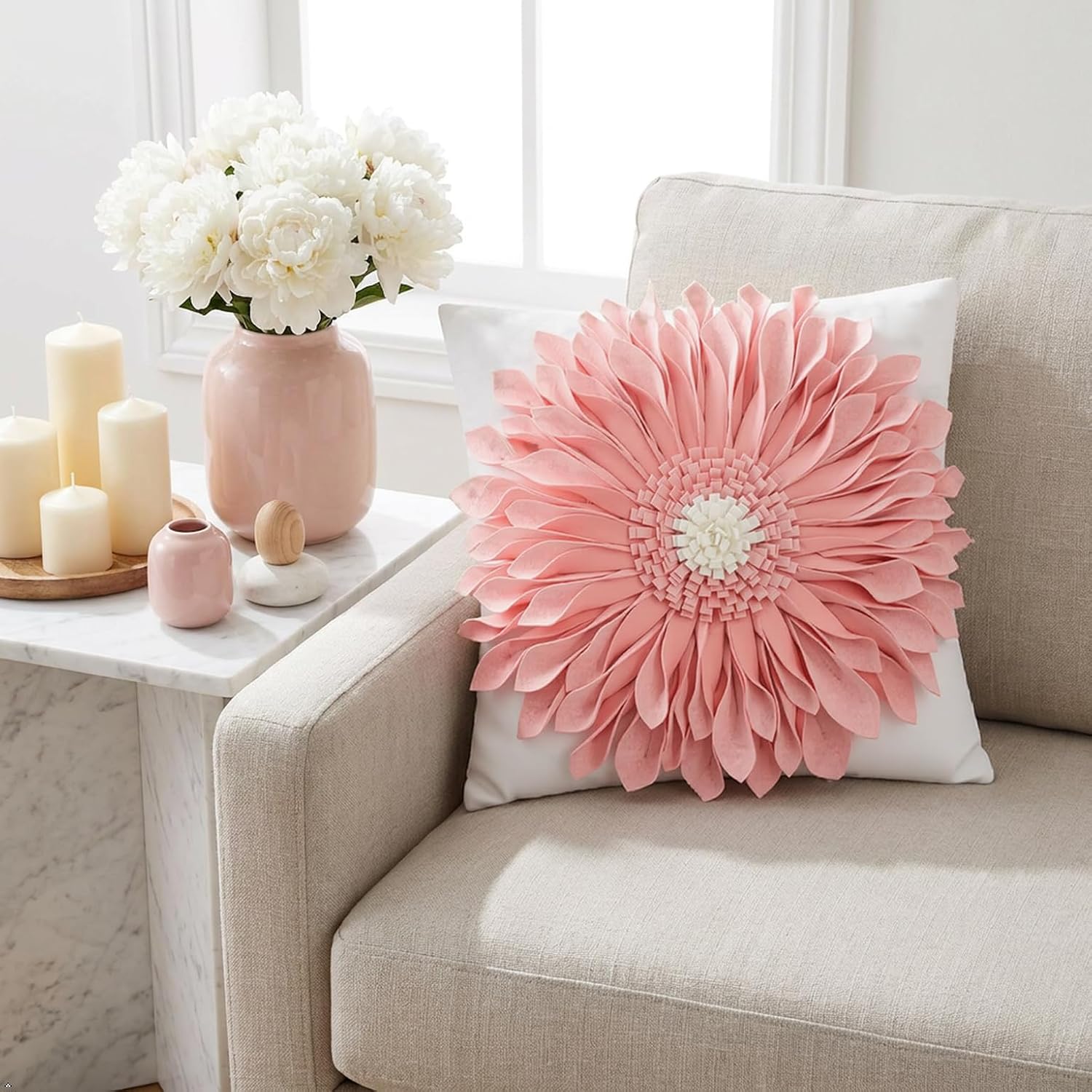 VG|pink-pink-white-velvet|3D Sunflowers Throw Pillow Cover Wine Red