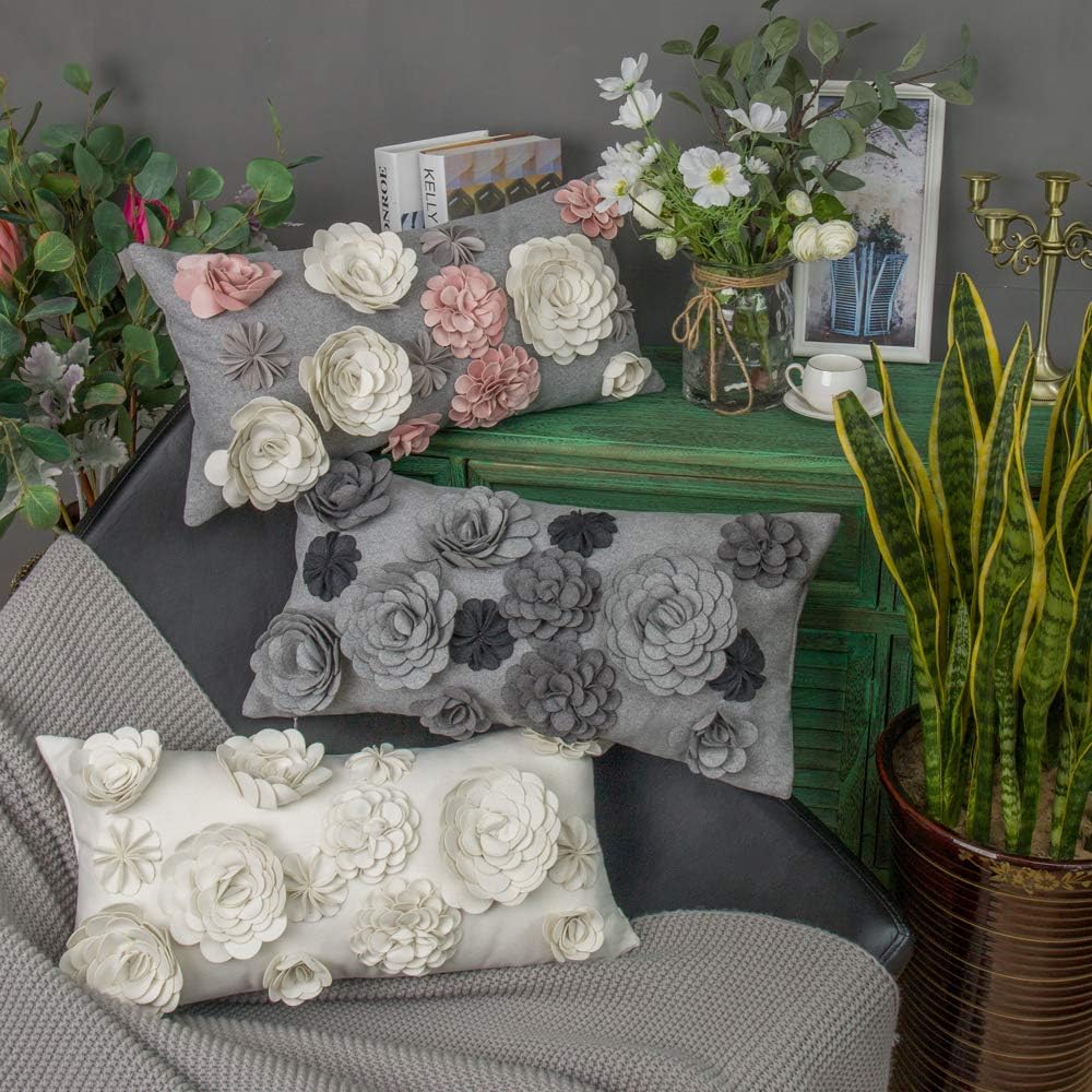 3D Flower Throw Pillow Cover, Colorful