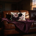 VG|burgundy|Vintage 3D Flower Throw Pillow Cover