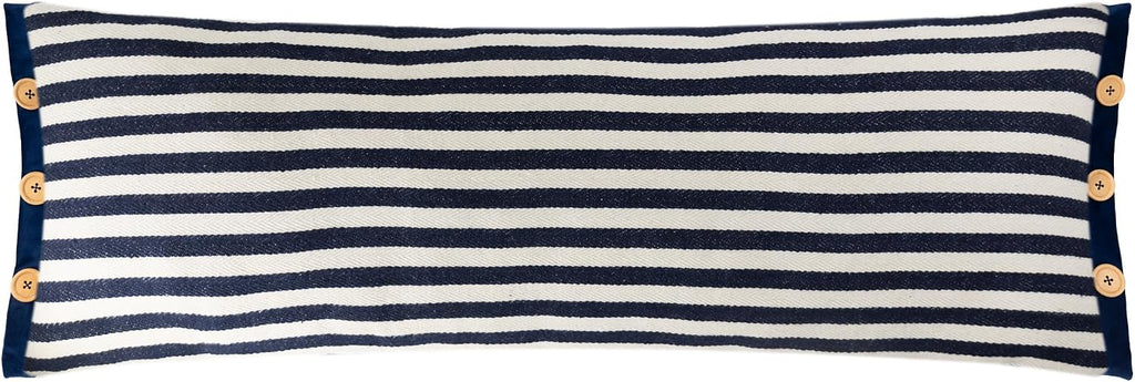 Hand Sewn Button Lumbar Throw Pillow Cover - Navy Blue