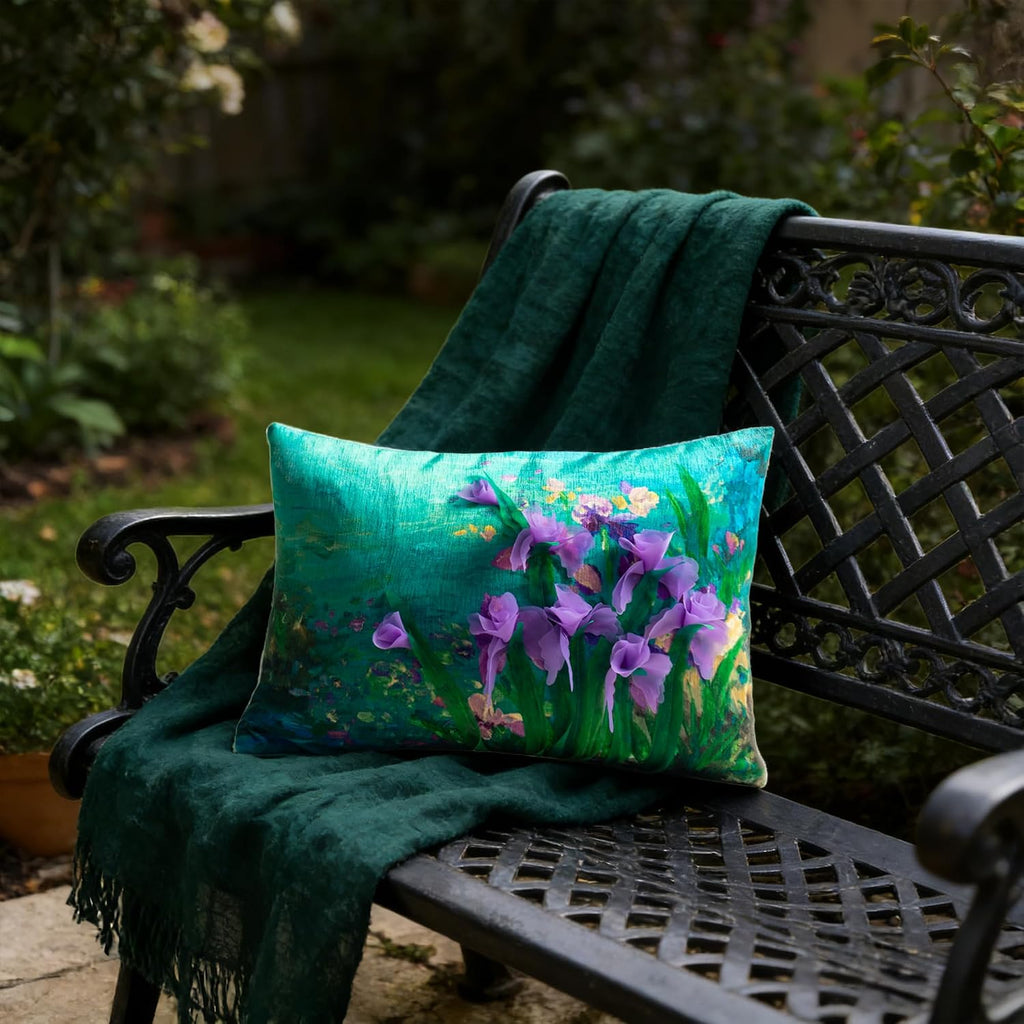 Purple Vintage Flower Throw Pillow Cover