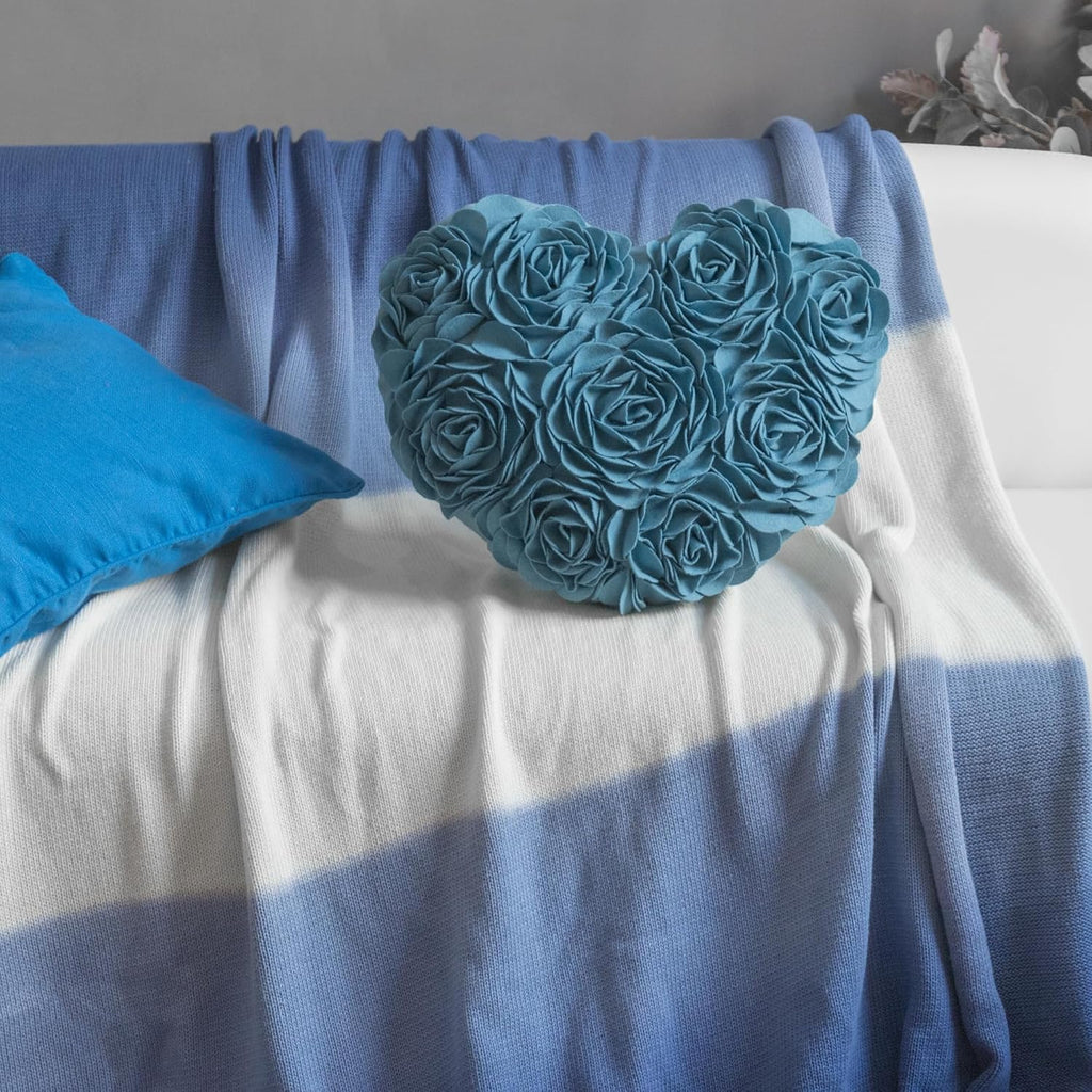 VG|teal-blue|Heart Flower Throw Pillow Covers