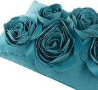 VG|turquoise|3D Flowers Throw Pillow Cover Decorative Soft Velvet Accent Floral Cushion Lumbar Pillowcase for Bed Sofa Couch Living Room