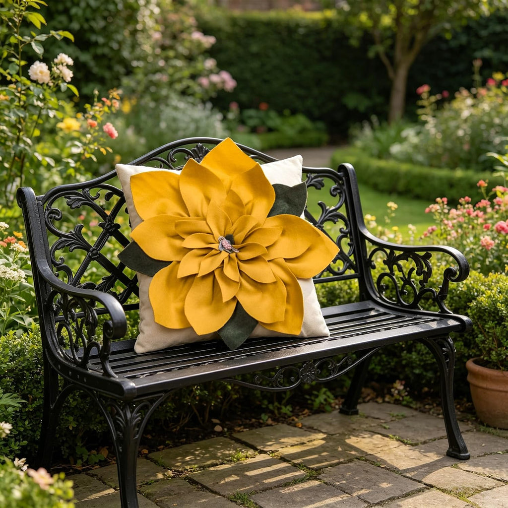 VG|yellow|Luxury 3D Flower Throw Pillow Cover