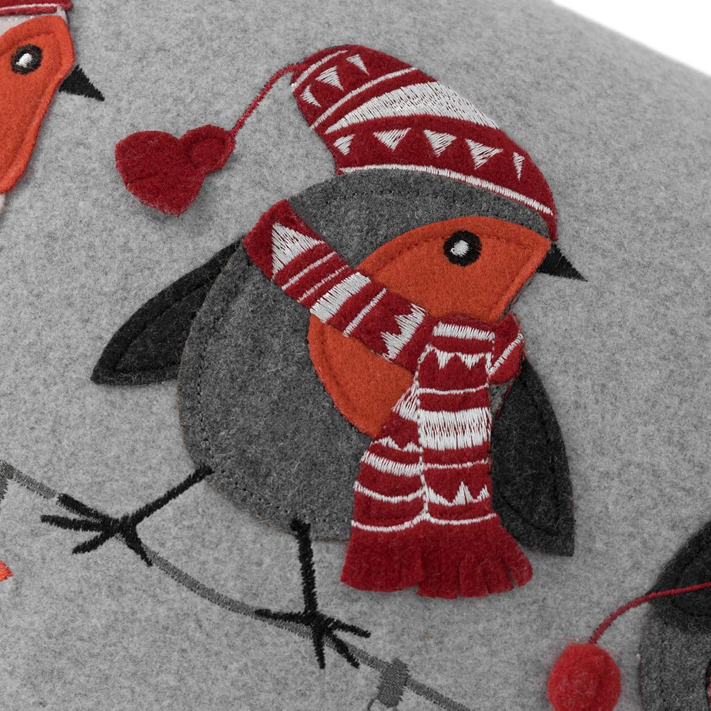 Christmas Robin Bird Throw Pillow Cover Applique Pillow Case Oblong Cushion Cover for Home Decor Living Room Bed Sofa Couch