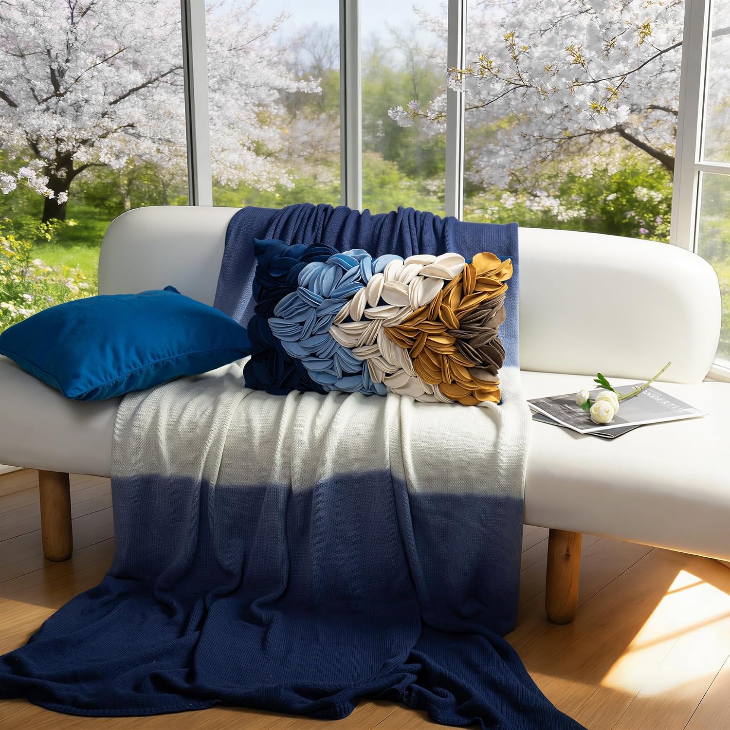 Velvet Vintage 3D Flower Throw Pillow Cover, Colorful