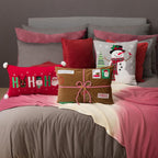 Decorative Embroidered Christmas Tree Applique Snowman Throw Pillow Cover