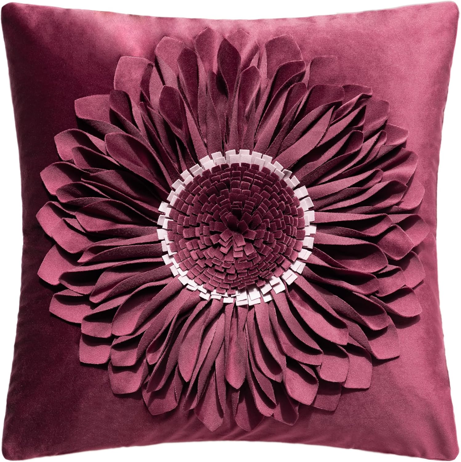 3D Sunflowers Throw Pillow Cover Wine Red - Red-wine Red