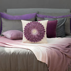 VG|purple-purple-beige-canvas|3D Sunflowers Throw Pillow Cover Wine Red