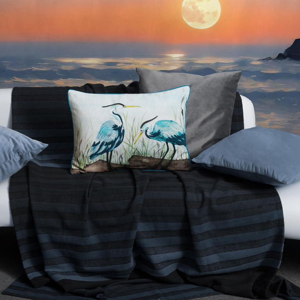 Embroidery Birds Throw Pillow Cover