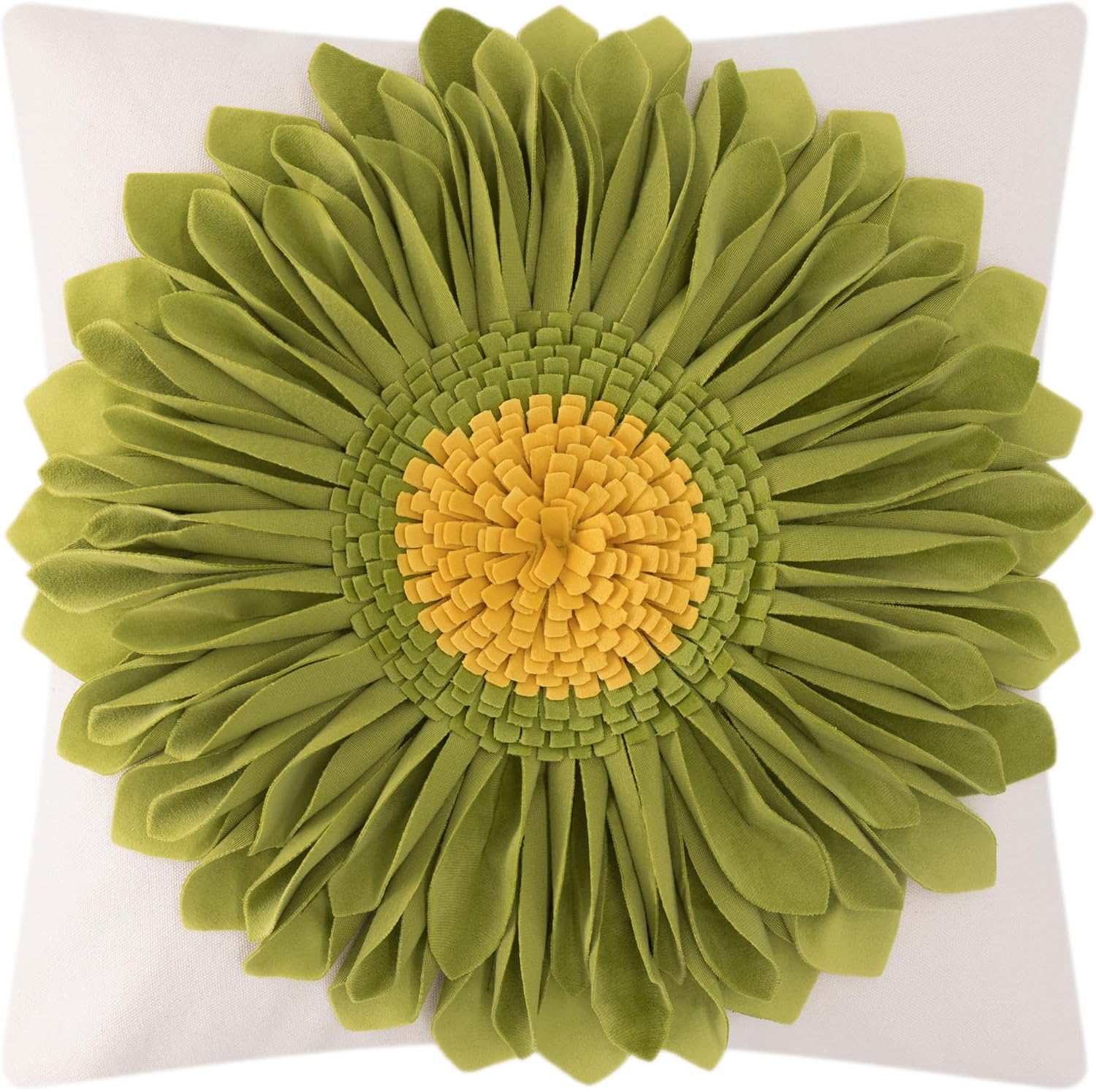 3D Sunflowers Throw Pillow Cover Wine Red - Green-banana Green