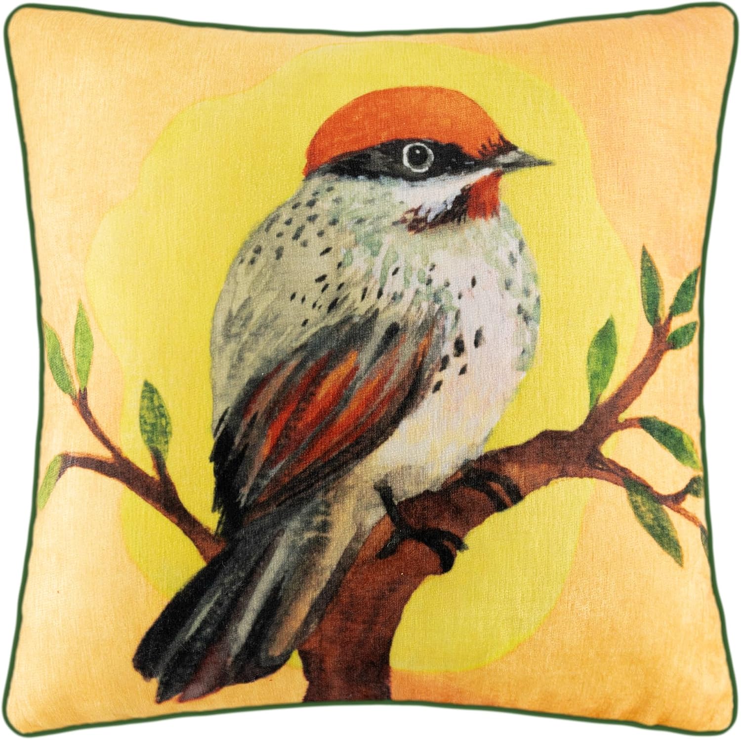 VG|black-orange-bird|Square Throw Pillow Cover
