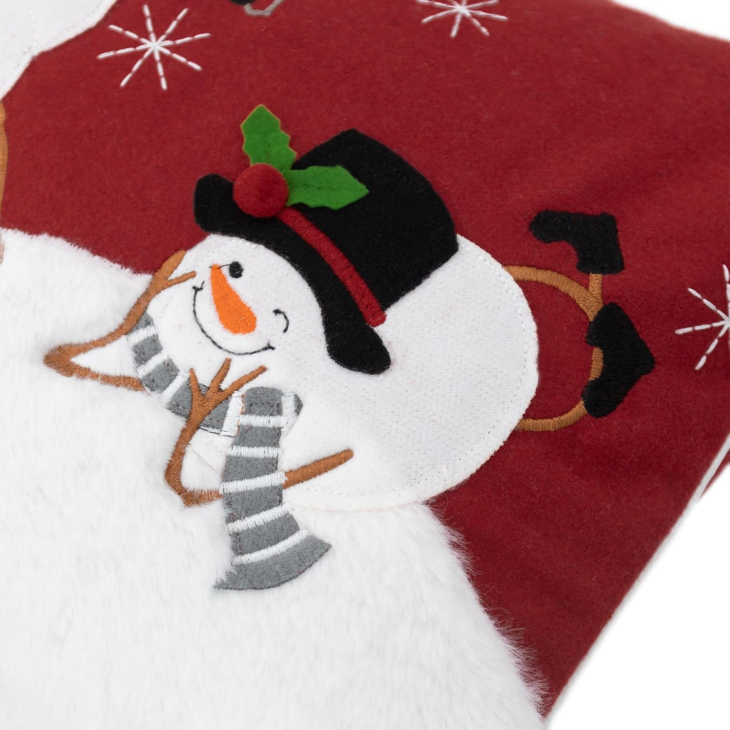Christmas Throw Pillow Cover Applique Santa Claus Pillow Case Embroidery Cushion Cover for Festive Sofa Couch Living Room Bed Home Decor Christmas Red