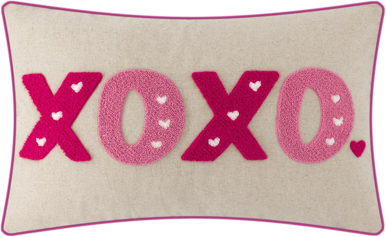 Embroidery XOXO Throw Pillow Cover Valentine's Day Cushion Cover Decorative Pillow Case for Sofa Couch Chair Bed Home Living Room - Default Title
