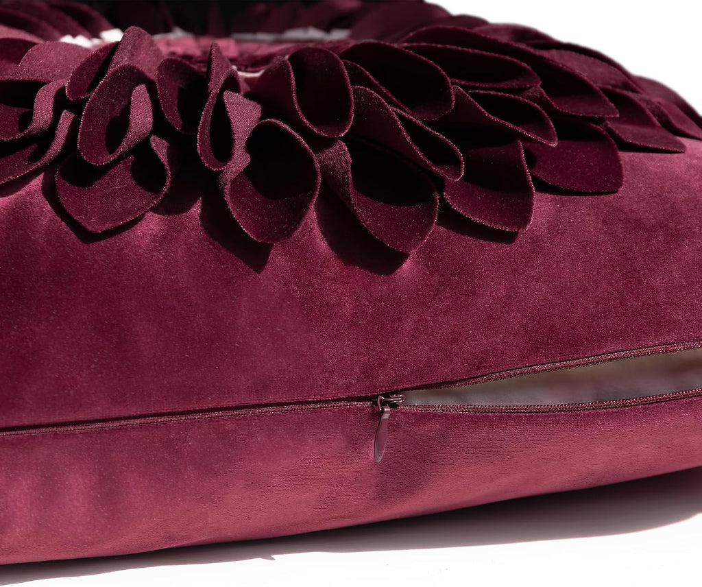 VG|red-wine-red|3D Sunflowers Throw Pillow Cover Wine Red