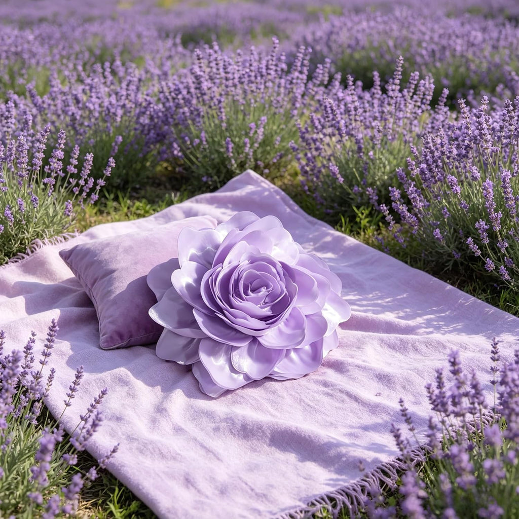 VG|purple|3D Flower Throw Pillow Cover