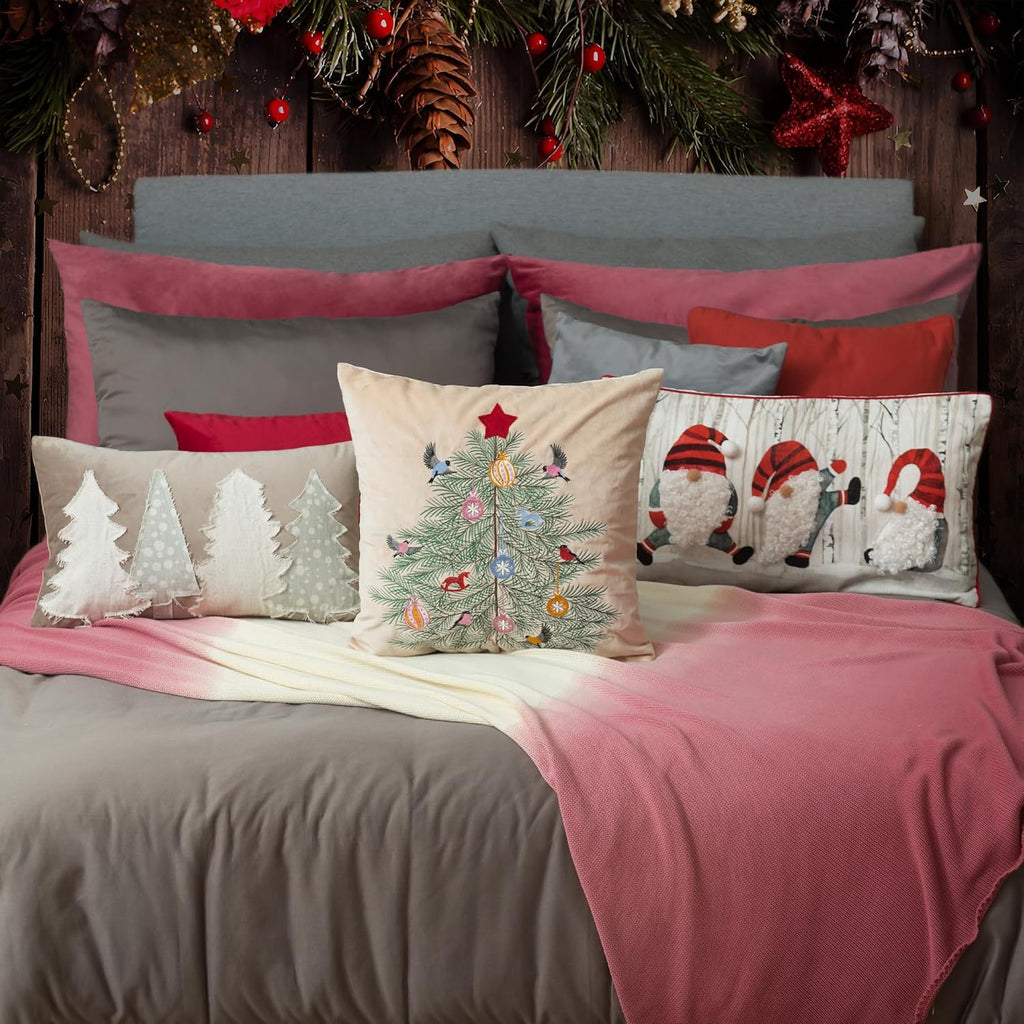 Decorative Christmas Throw Pillow Covers Accent Santa Clause Pillowcases Xmas Decorations for Indoor Couch Bed Living Room Home Holiday Decor
