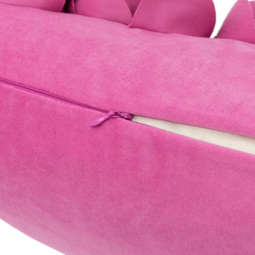 VG|hot-pink|3D Flower Throw Pillow Cover Handmade Floral Soft Velvet Lumbar Cushion for Bed Living Room Chair Couch Decor Gold