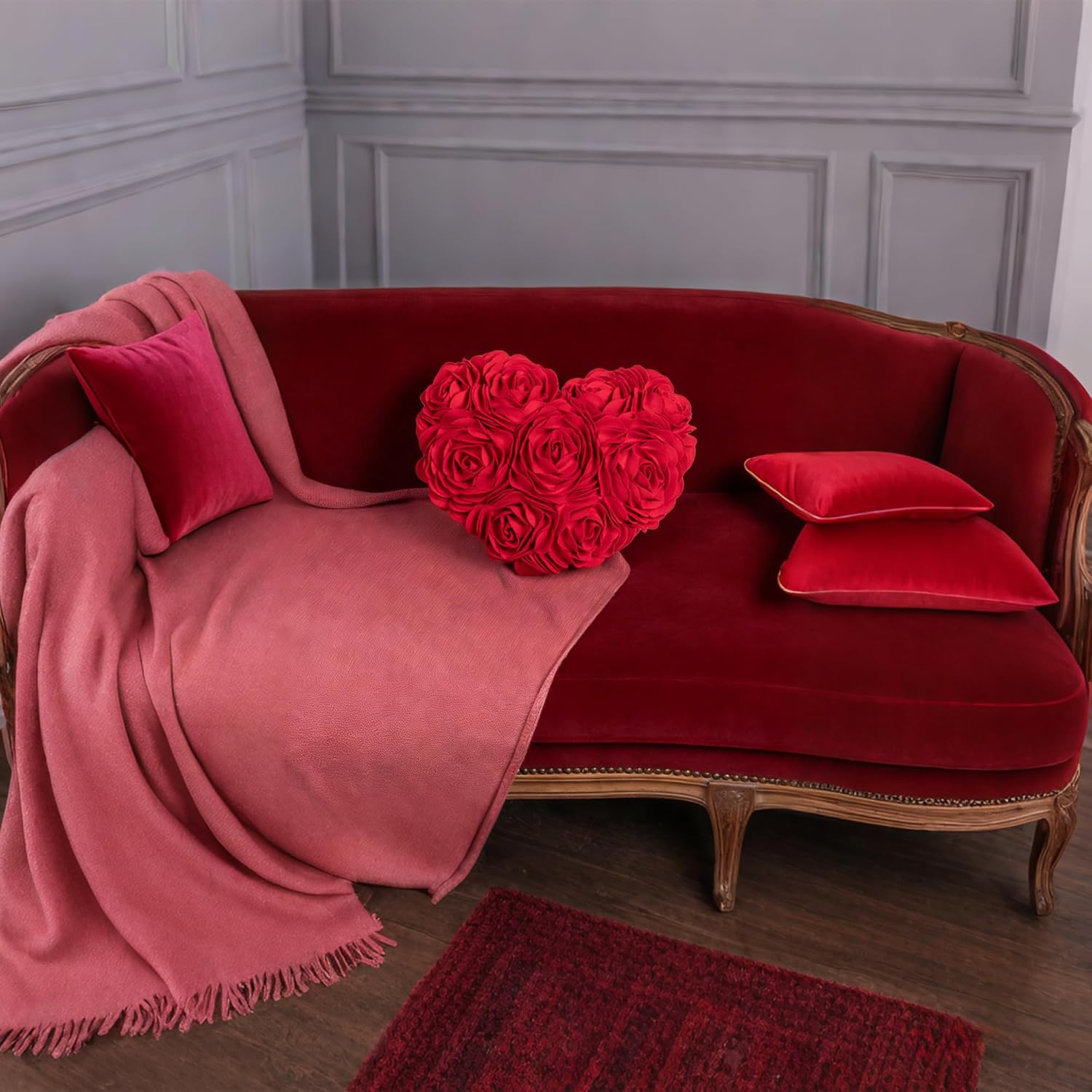 Heart Flower Throw Pillow Covers