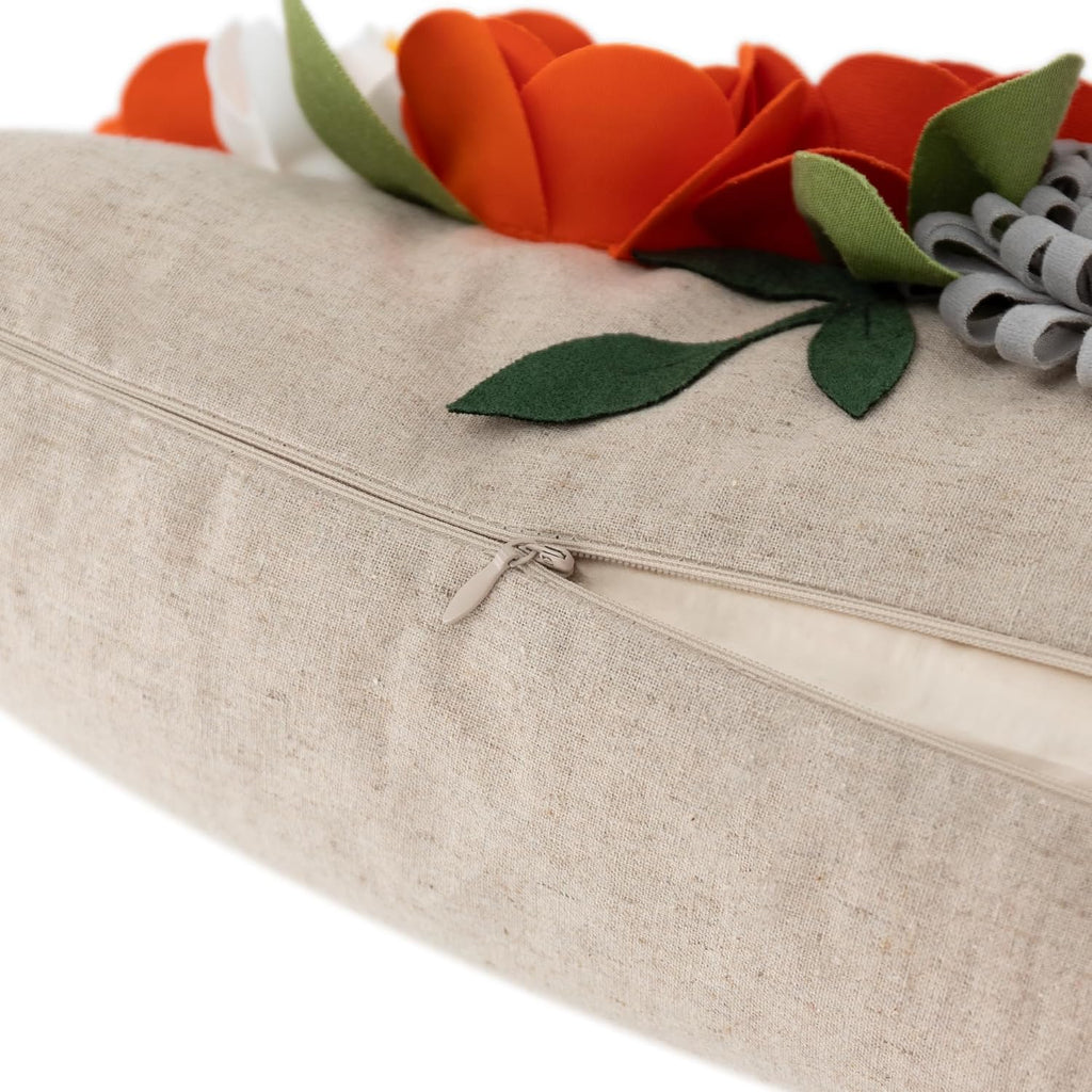 VG|3dflower-g-orange|Decorative 3D Flower Throw Pillow Covers