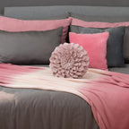 VG|rose-gold-pink|3D Flower Throw Pillow Cover Decorative Round Cushion Floral Accent Pillowcase for Bedroom Living Room Bed Couch Pink Velvet