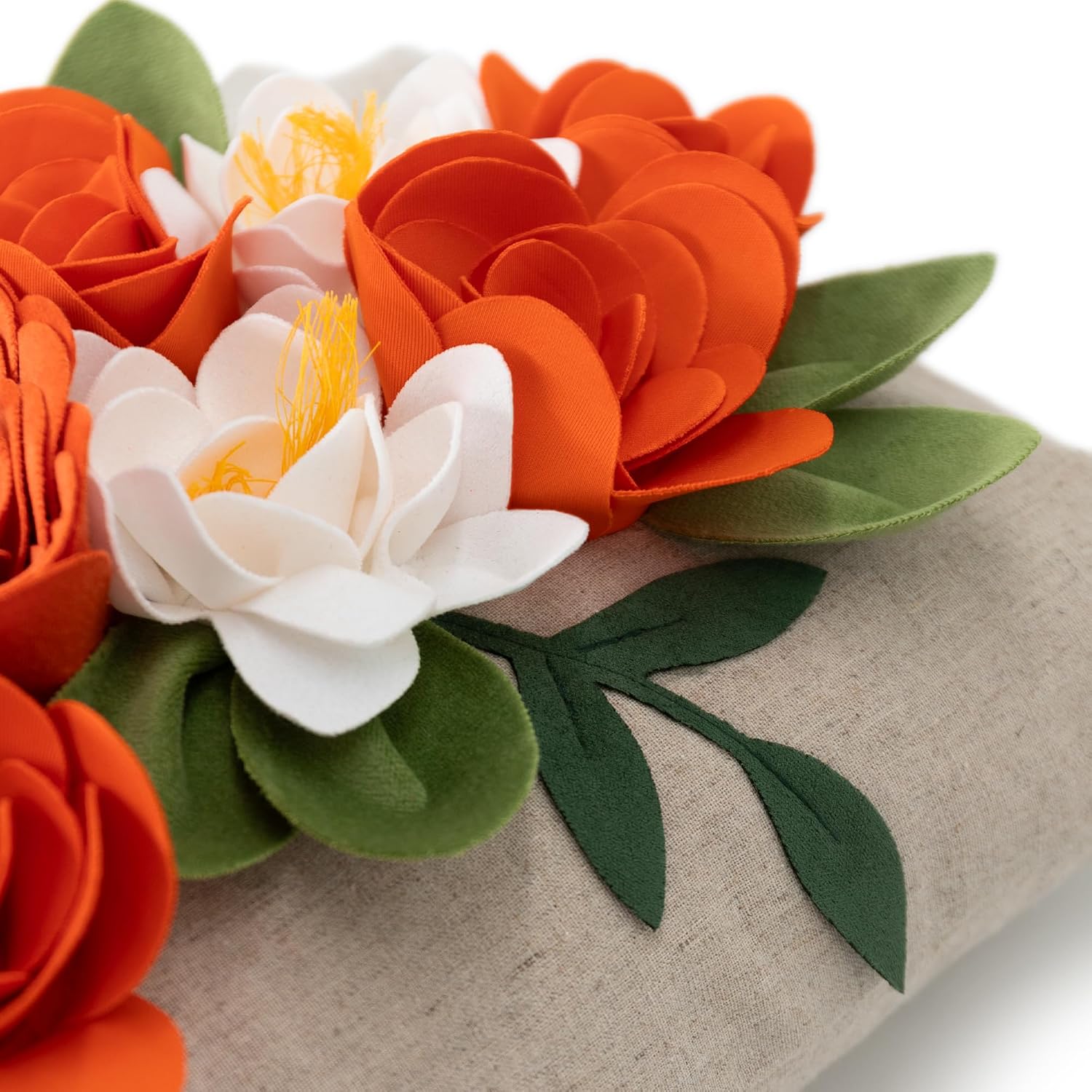 VG|3dflower-g-orange|Decorative 3D Flower Throw Pillow Covers