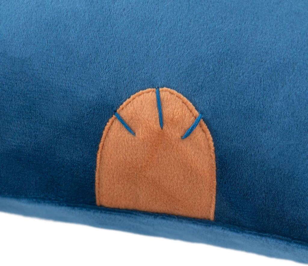 Decorative Velvet Throw Pillow Cover with 3D Peeking Cat Design Navy Blue Pillowcase