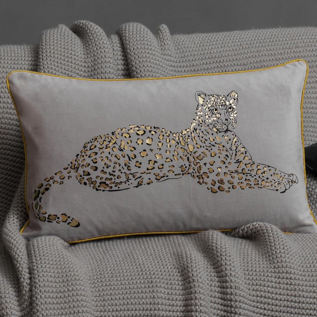 Leopard Print Throw Pillow Cover Decorative Velvet Cushion with Gold Foil Printing for Bed Couch Chair Car