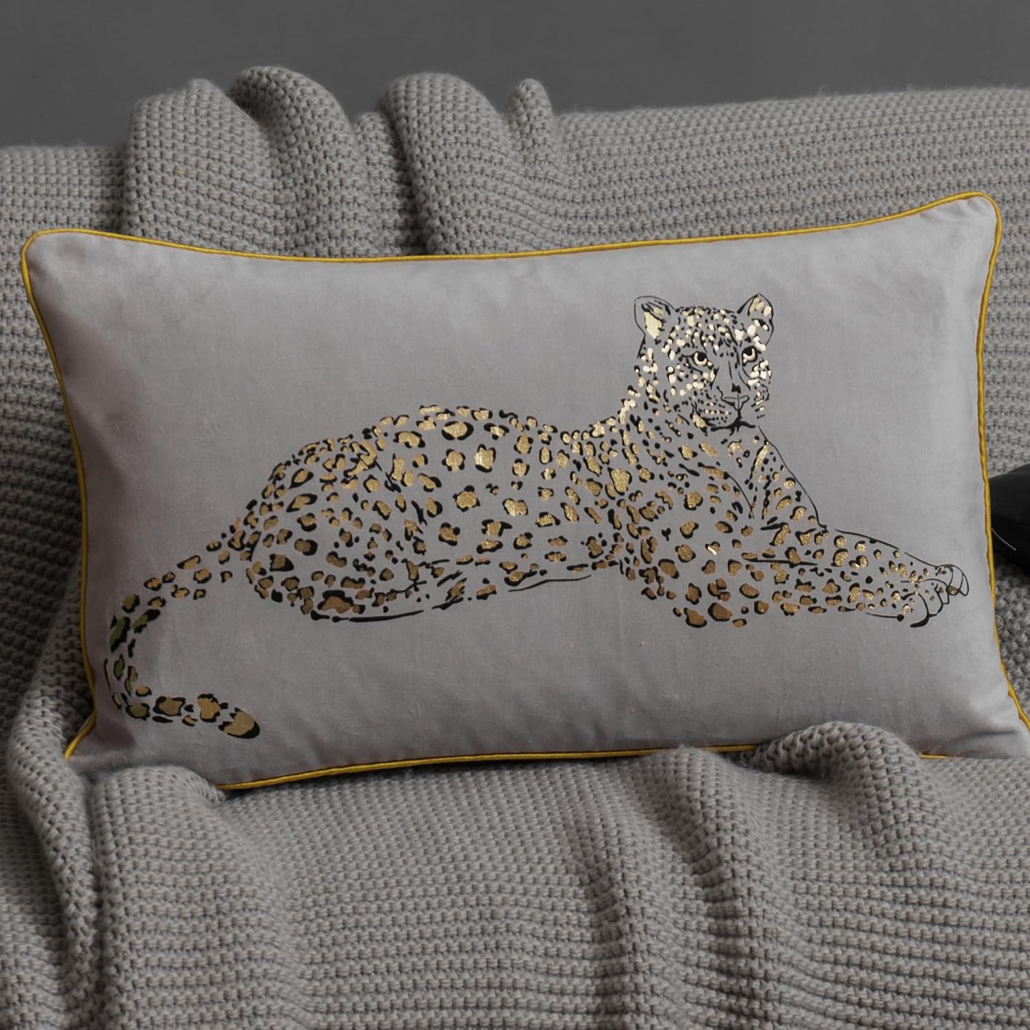 Leopard Print Throw Pillow Cover Decorative Velvet Cushion with Gold Foil Printing for Bed Couch Chair Car