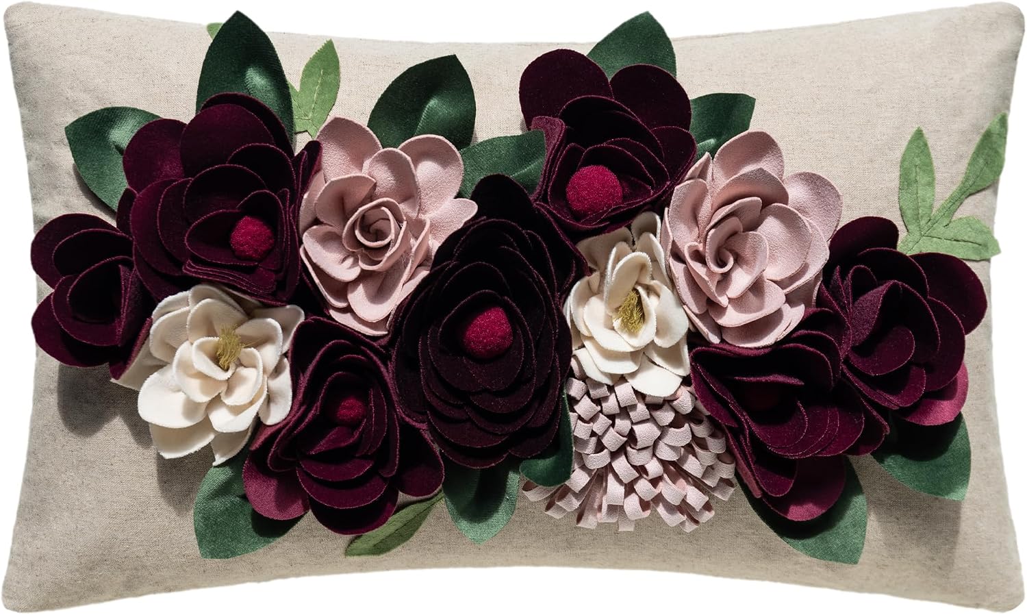 Decorative 3D Flower Throw Pillow Covers - 3dflower-c1-wine Red