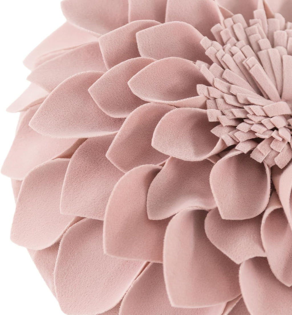 VG|rose-gold-pink|3D Flower Throw Pillow Cover Decorative Round Cushion Floral Accent Pillowcase for Bedroom Living Room Bed Couch Pink Velvet