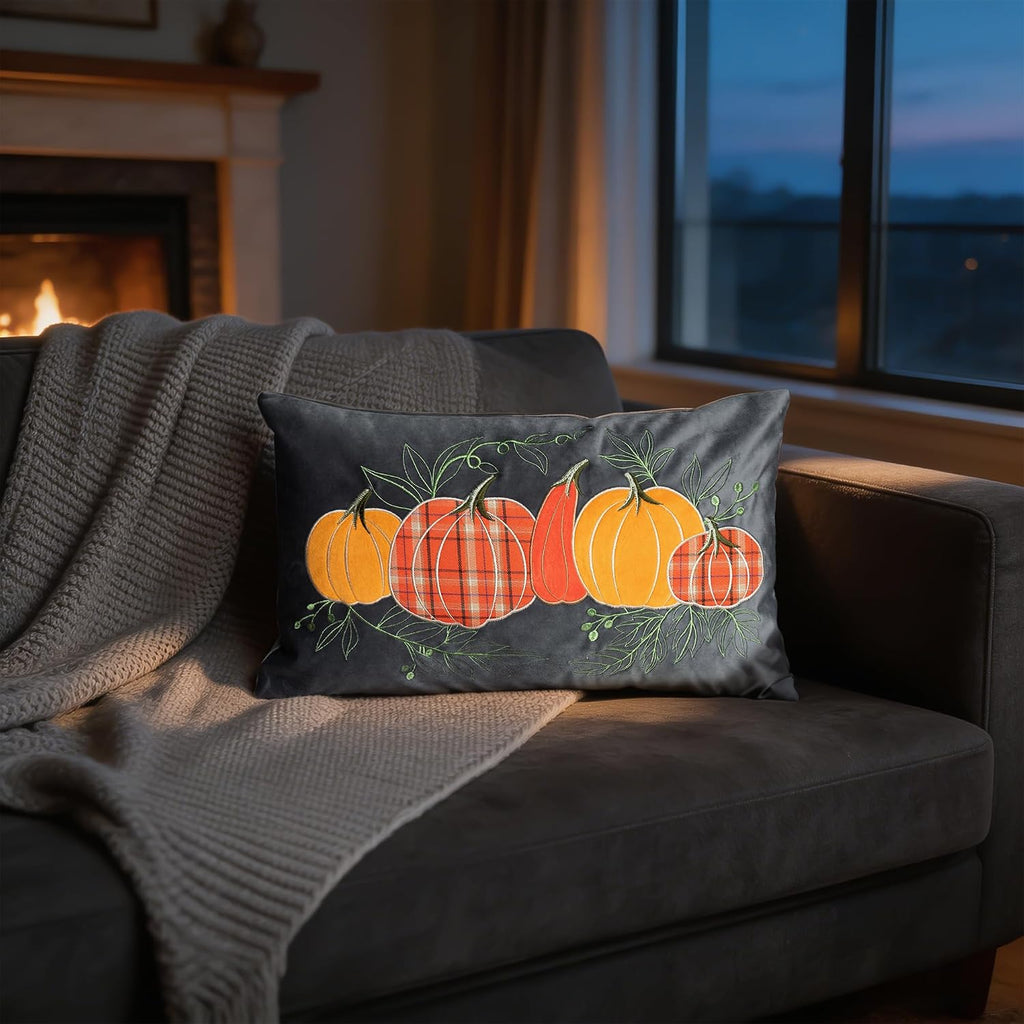 Hallowmas Pumpkin Throw Pillow Cover, Orange