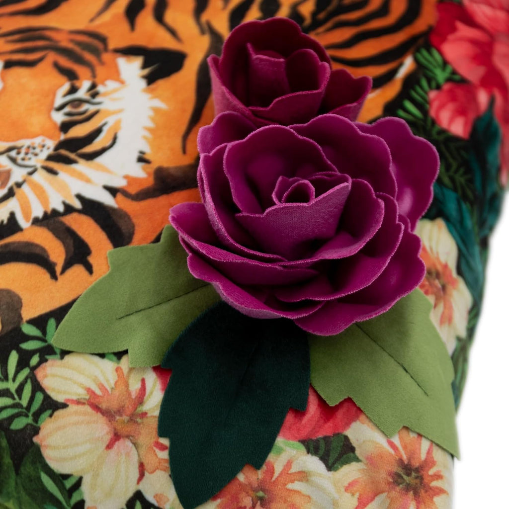 Tiger Throw Pillow Covers, Green Burgundy