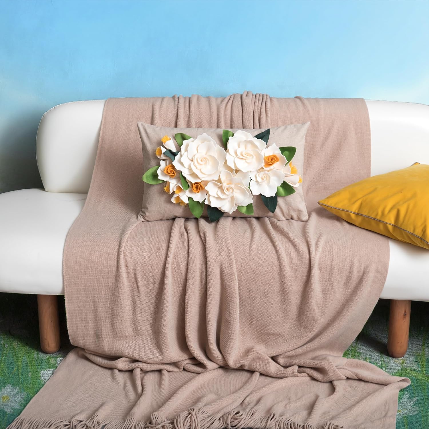 Decorative 3D Floral Throw Pillow Cover Roses Design