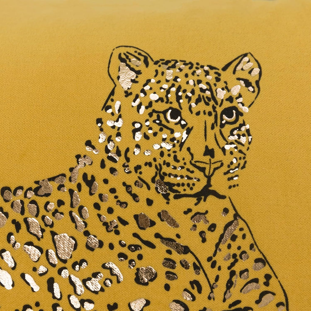 VG|yellow|Leopard Print Throw Pillow Cover Decorative Velvet Cushion with Gold Foil Printing for Bed Couch Chair Car